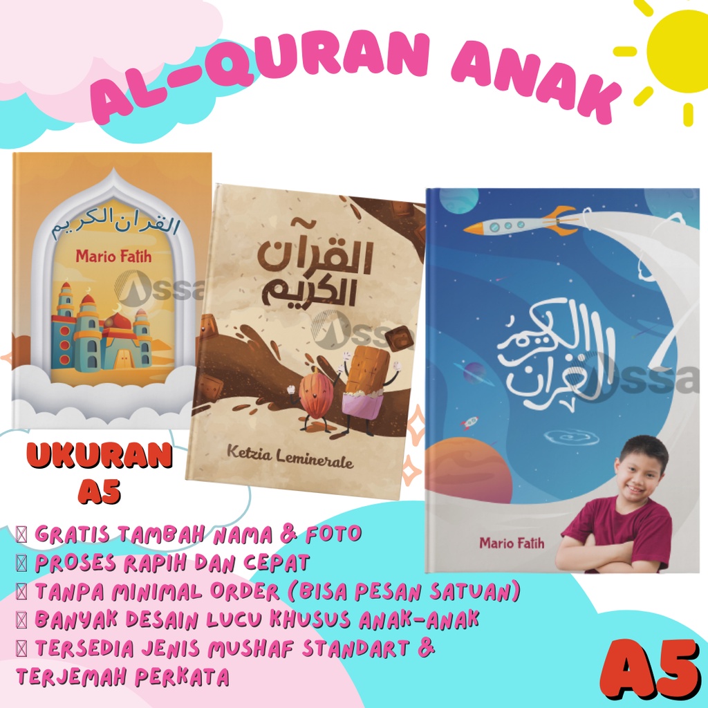 (GRATIS CUSTOM NAMA+FOTO) AlQur'an Custom - AlQuran Anak Ukuran A5 &amp; A4 UNTUK HADIAH TERBAIK