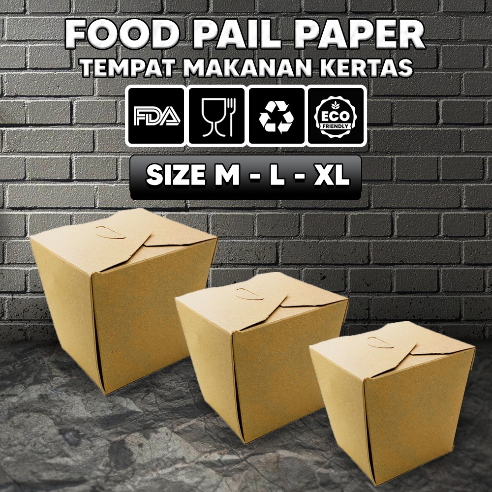 Jual Food Pail Paper Lunch Box Kotak Makan Dus Coklat Kraft All