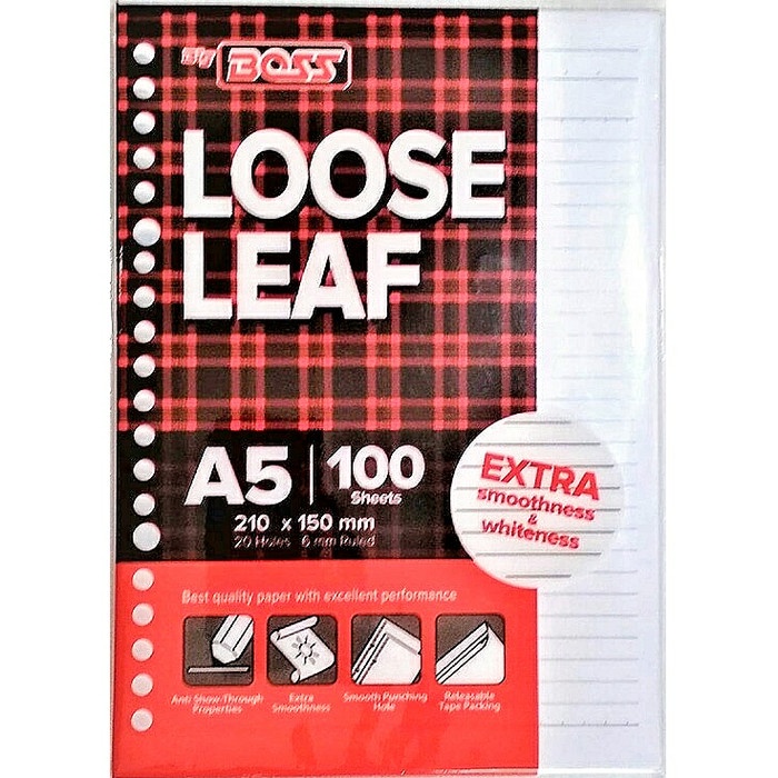 

LOOSE LEAF/ ISI BINDER BIG BOSS A5 20 RING ISI 100 LEMBAR