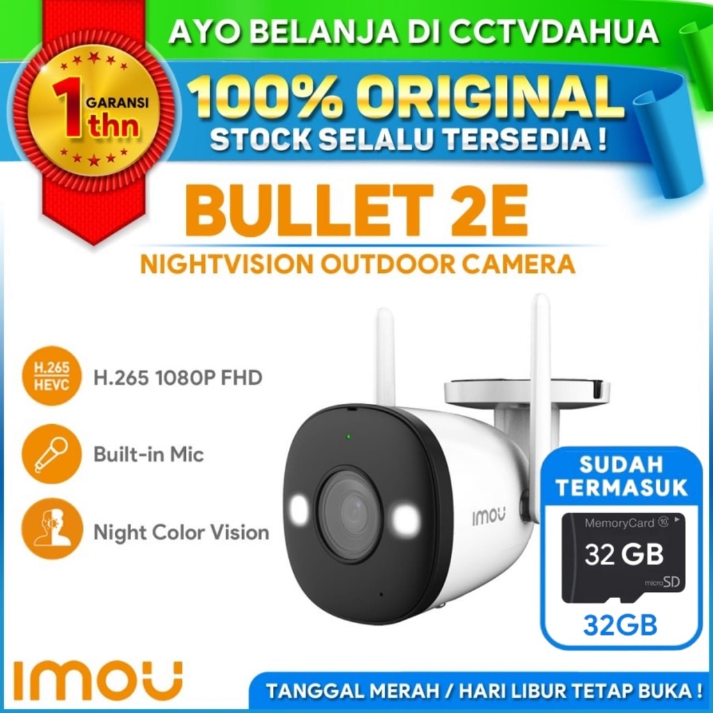 IMOU BULLET 2E IPC-F22FP Free Micro SD 32GB 1080P Color Night Vision