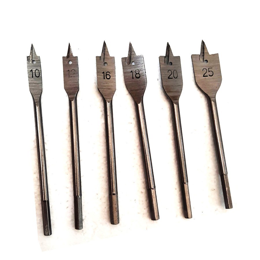 YUKIDO mata bor kayu kipas set 6pcs / Wood spade bit set Benz Werkz / 6pcs flat wood drill bit wood working