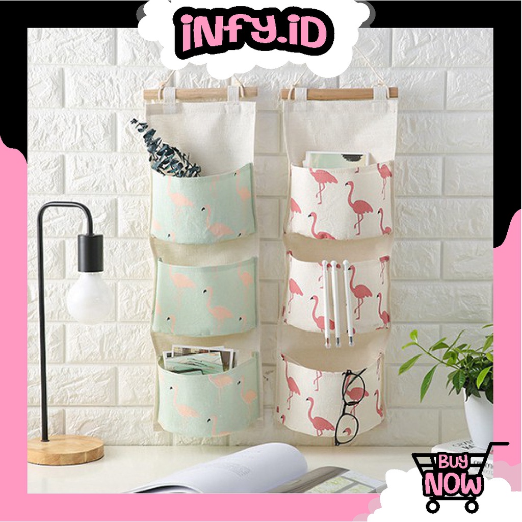 INFY - Organizer Korea 3 Sekat / Pouch Gantung 3 Sekat Storage Bag Gantung Motif R506