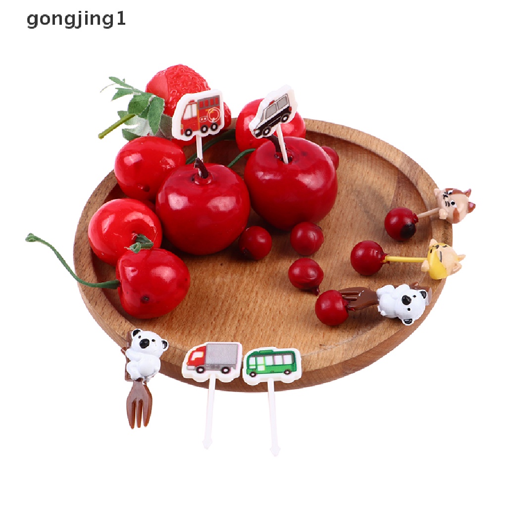 Ggg 6pcs Garpu Buah paw Kucing Hewan Mini Kartun Anak Snack Kue Pick Tusuk Gigi ID