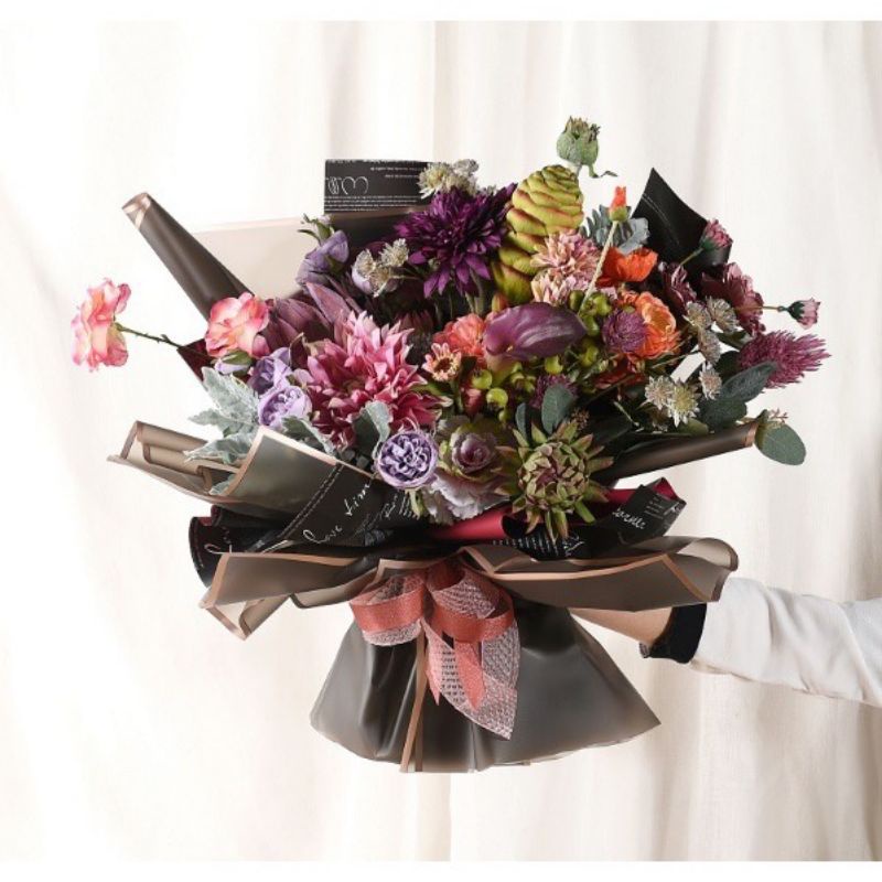 Flower Wrapping Paper Cellophane Frame Gold Kertas Buket Plastik Buket Kertas Wrapping Flower