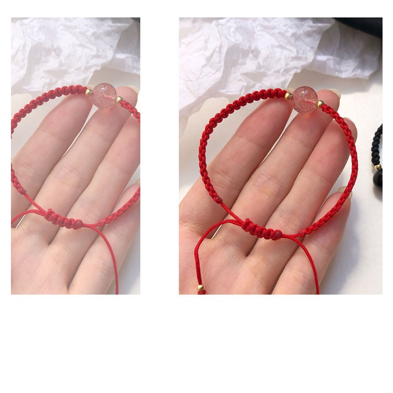 Gelang Obsidian Red cord braided hand cord Kepang Gelang Pasangan Gelang Manik Merah Hitam