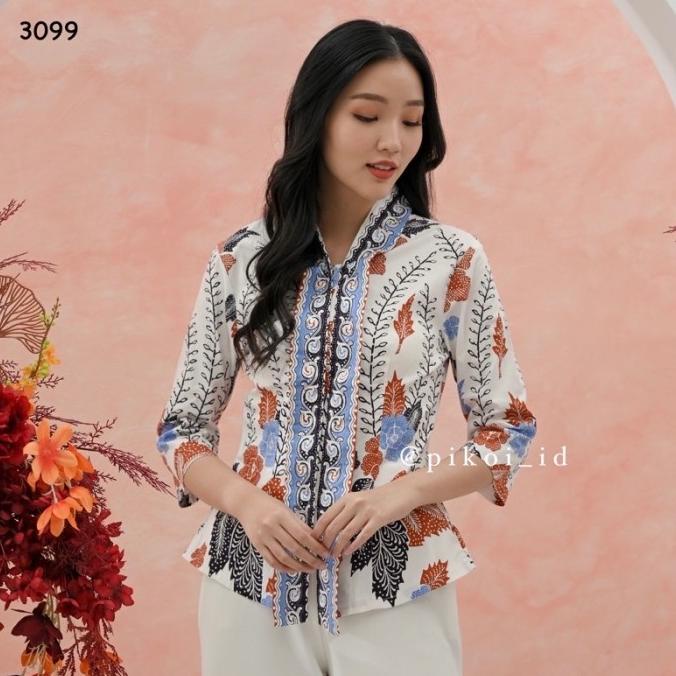 baju batik wanita lengan panjang / atasan batik kantor seragam pendek