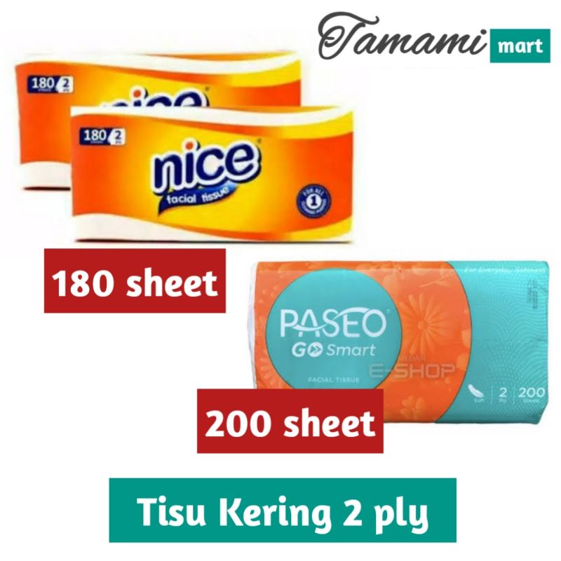 Tissue paseo 200 sheets tissue nice 180 sheets 70 sheets 2ply tisu toilet Nice 238 sheets kering mur