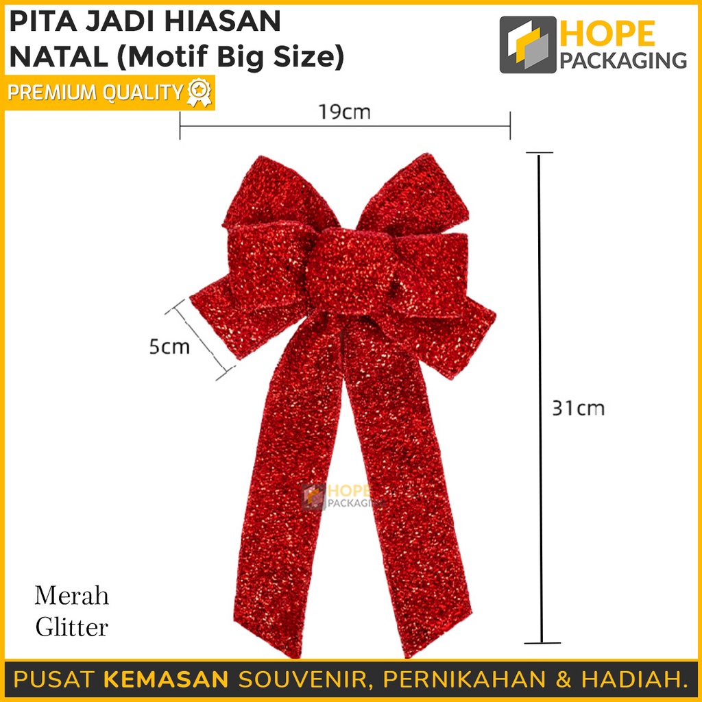 Pita Natal kotak-kotak / Pita Kado hampers Size : 31x 19x 5 cm / merah zig-zag / list gold / lebaran