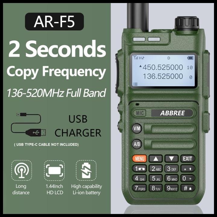 Promo Abbree Ar-F5 Walkie Talkie Full Band 128Ch Wireless Copy Frequency
