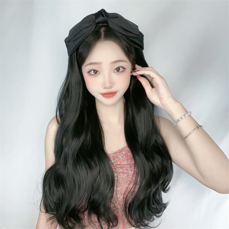 Wig Bando Cantik Wanita Simple Elegan Korean Version Wig Bando Panjang Wanita