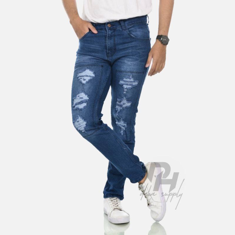 Jeans Sobek Pria Tidak Tembus Robek lapis Deha 27-34