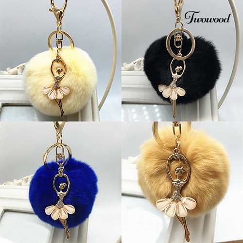 Twowood Fashion Charm Bola Bulu Mobil Liontin Handbag Keyring Pompom Ball Decor Keychain