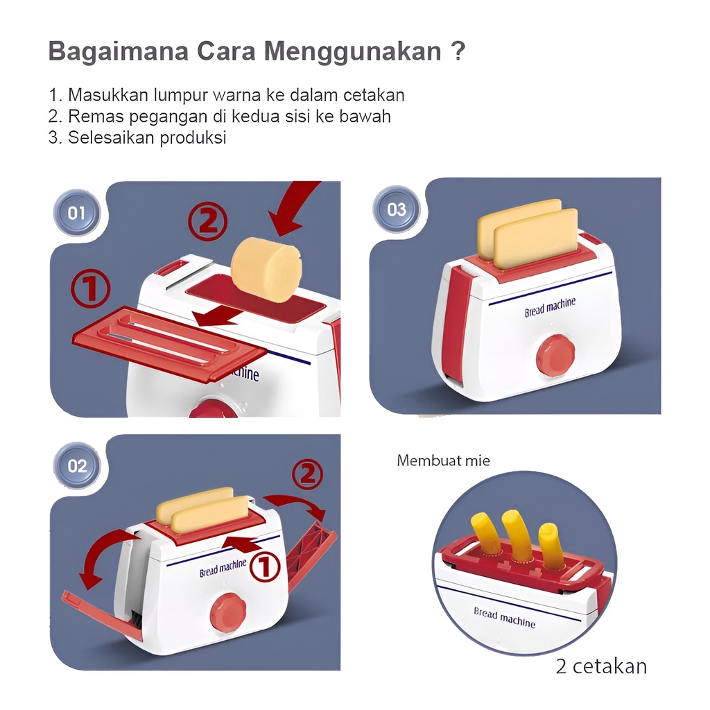 Mainan Pemanggang Roti | Mainan Anak Perempuan Masak Masakan Edukatif | Bread Machine Kado Ulang Tahun Anak Cewek 3-4-5-6 Tahun