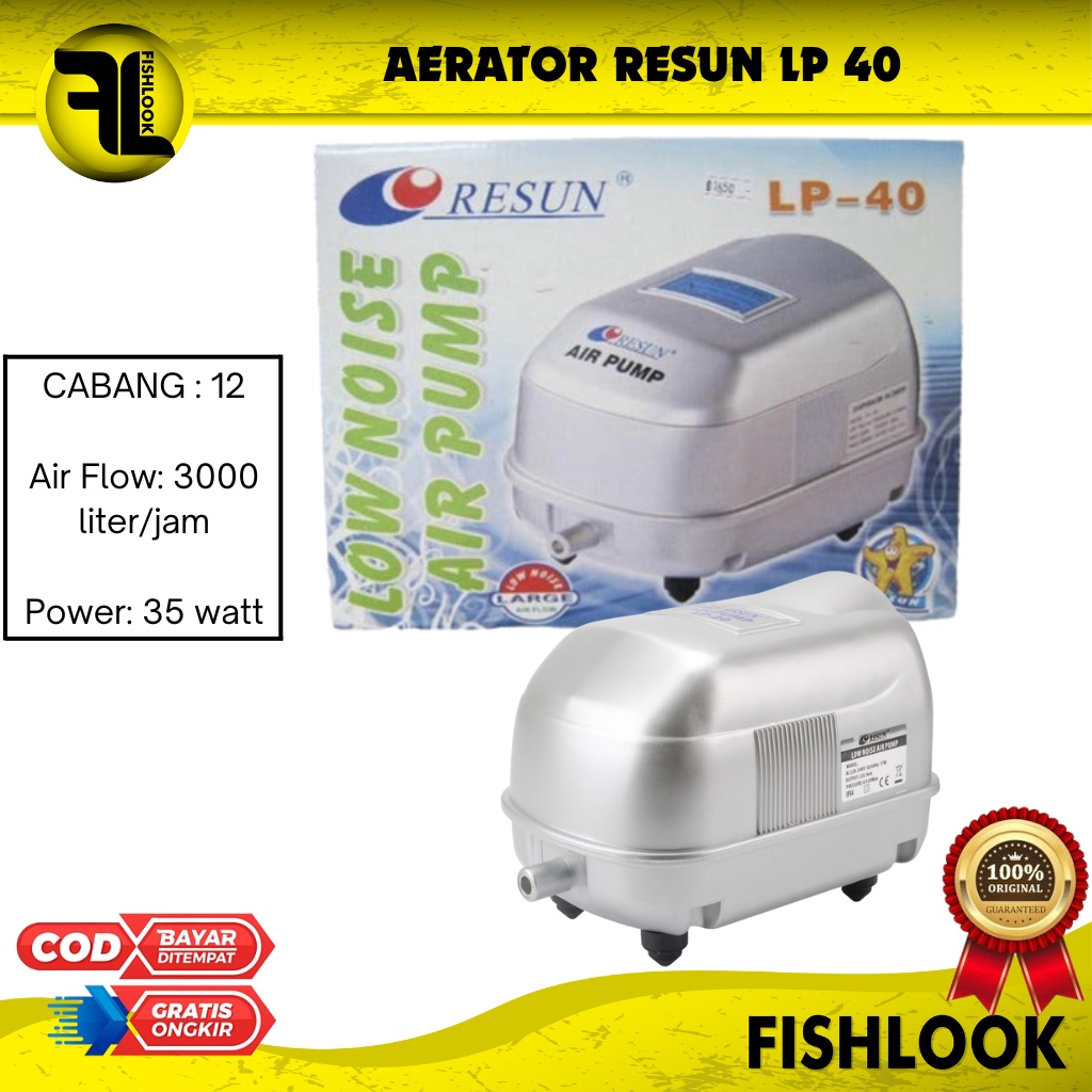 RESUN LP 40 Pompa Udara Aerator Air Pump Kolam Aquarium ORIGINAL INDO