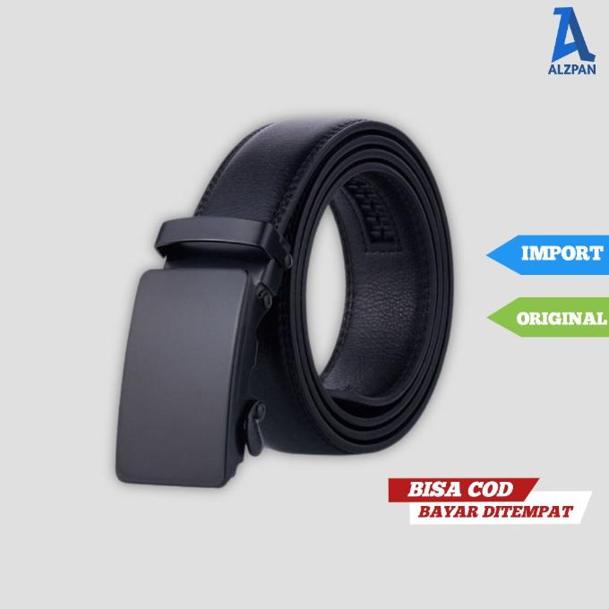 Promo  [BISA COD] IKAT PINGGANG GESPER SABUK MEN BELT KULIT METAL BUCKLE BLACK REL AUTOMATIC PRIA CO