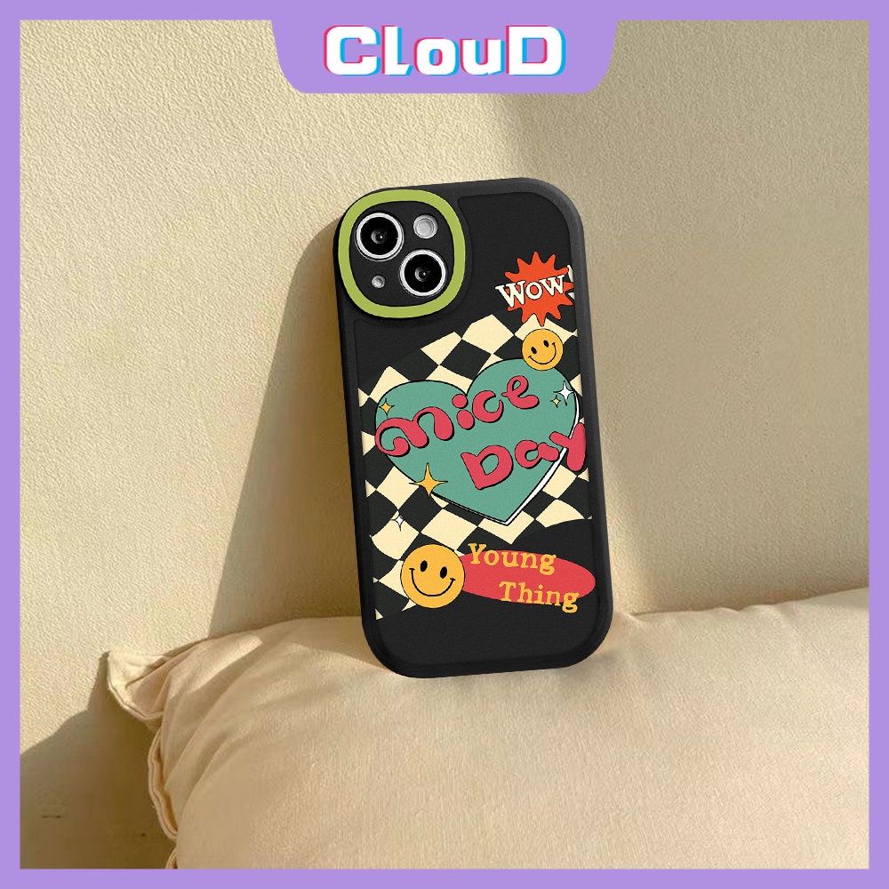 IPHONE Soft Tpu Love Heart Couple Case Kompatibel Untuk Iphone11 13 12 14 Pro Max 7Plus 8Plus X7 6 6s 8Plus XR XS Max SE 2020motif Smiley Lucu Papan Catur Shockproof Back Full Cover
