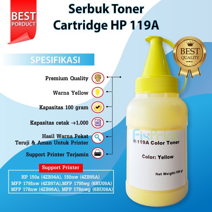 Serbuk Toner Cartridge XP 119A Black Cyan Magenta Yellow 1x Refill