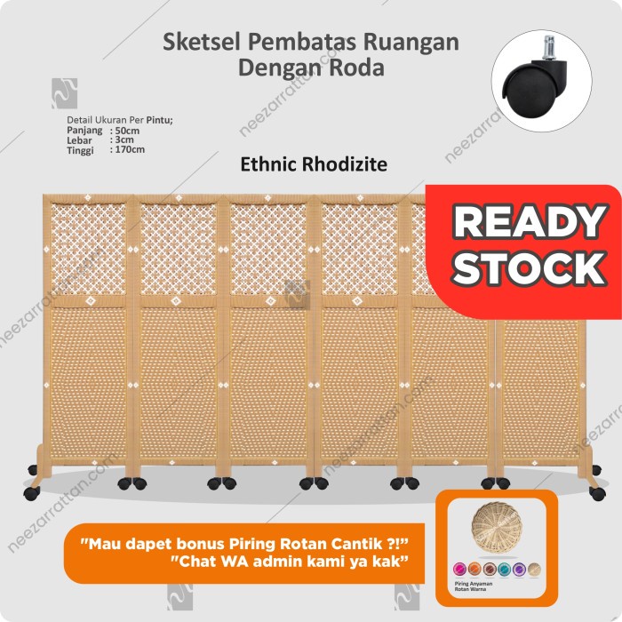 SKETSEL PARTISI PEMBATAS PENYEKAT RUANGAN 4 PINTU PAKAI RODA