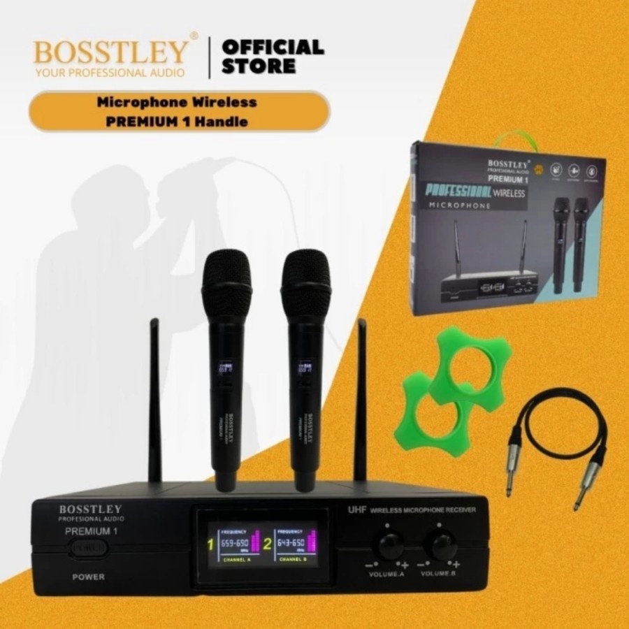 Mic wireless bosstley premium1 original microphone uhf premium 1