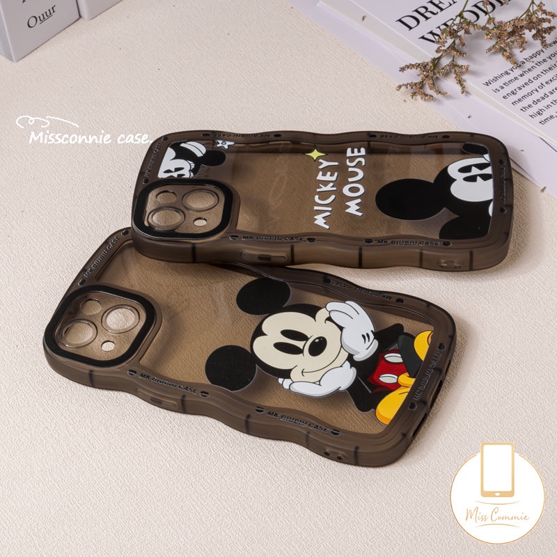 IPHONE Case Pasangan Kompatibel Untuk Iphone6 6s 87plus 11 Pro Max XR 14 13 12 Pro Max 14Plus X XS Max SE 2020 Wavy Edge Cute Kartun Mickey Mouse Soft TPU Phone Case