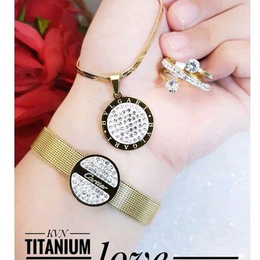 Set Perhiasan Titanium Gold Wanita Dewasa Terbaru Import Awet Anti Karat 1223b