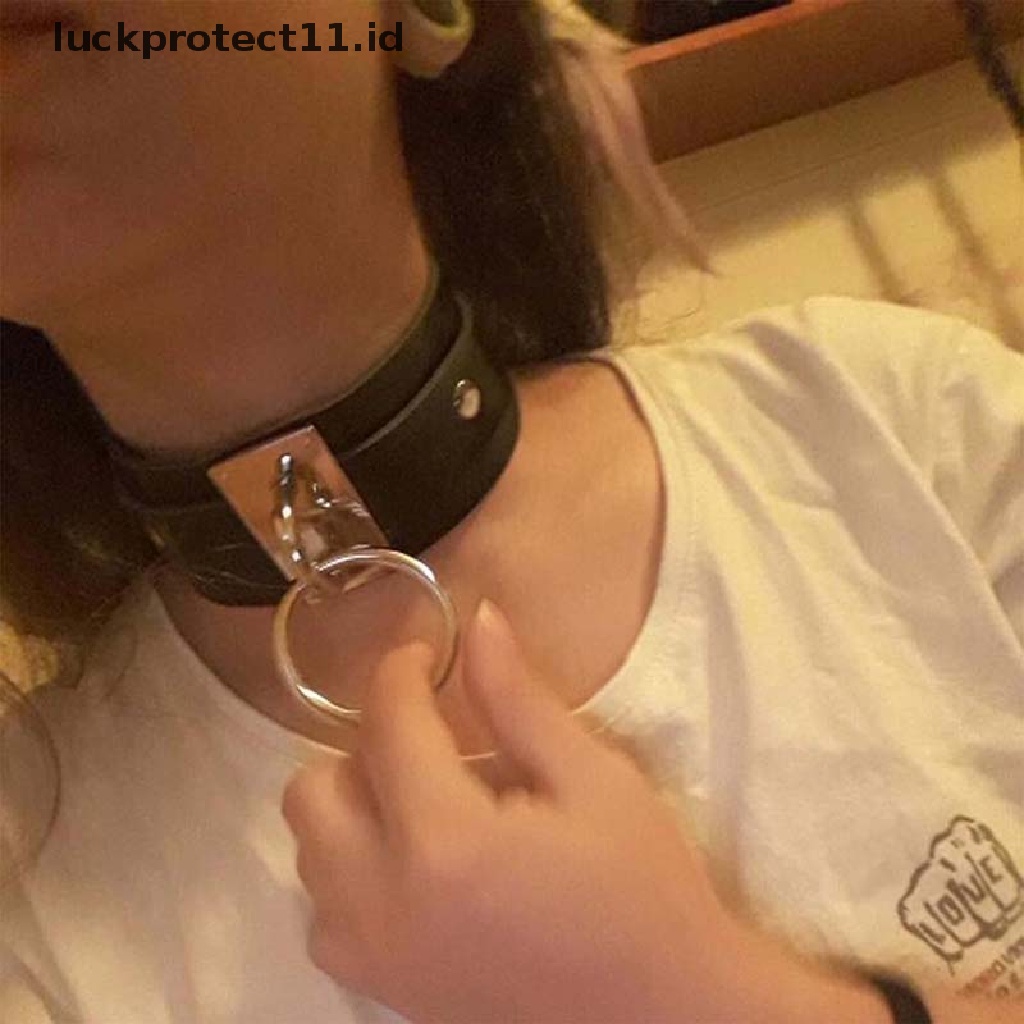 /Fashion Hot// Fashion// Punk Gothic Lebar Kulit PU O Ring Collar Choker Kalung Wanita Fashion.