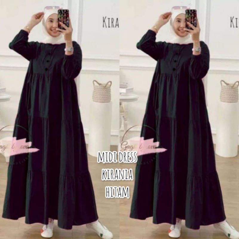 MIDI DRESS KIRANIA / MIDI DRESS WANITA TERBARU 2023 / MIDI DRES POLOS / BISA COD