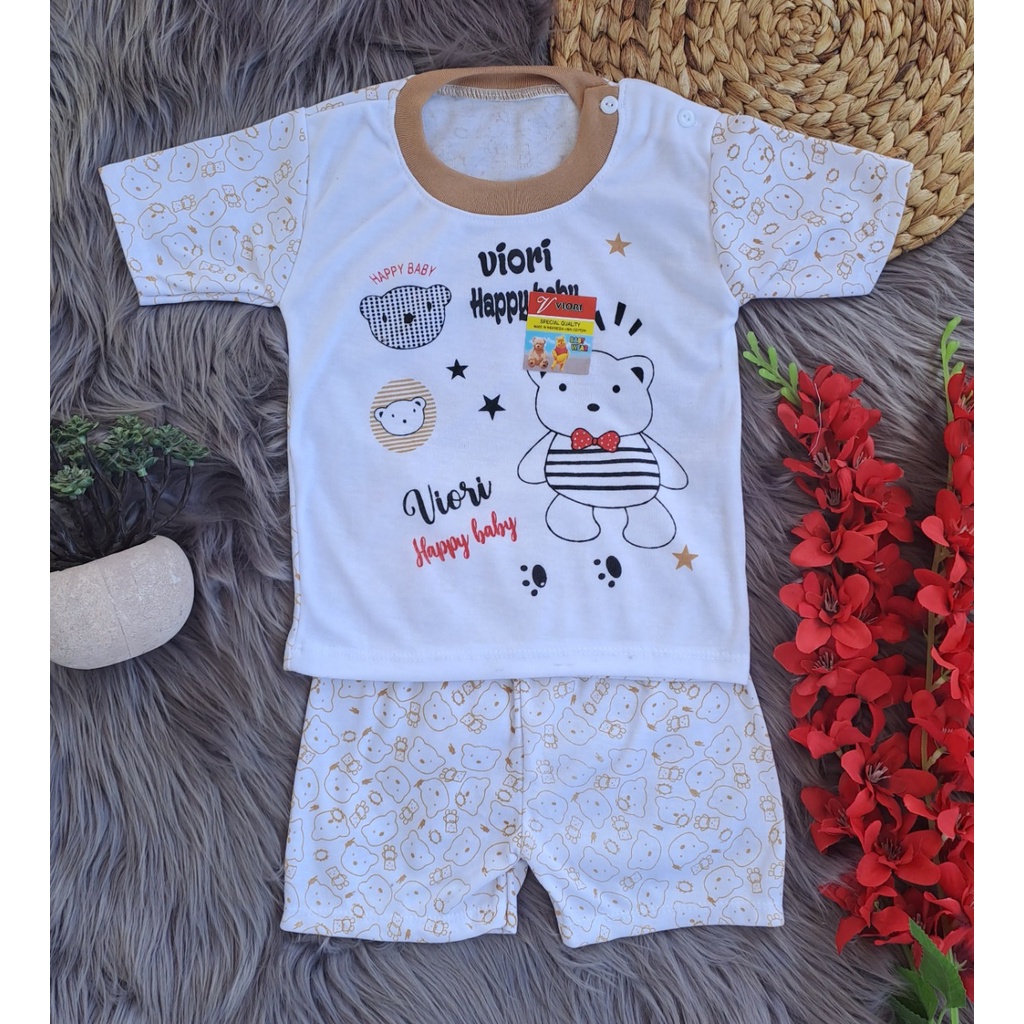 setelan baju anak laki-laki/perempuan 3-18 bulan motif happy bear