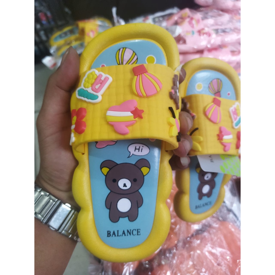 Sandal selop anak perempuan motif bear lucu 288-k1s (24-35)sandal anak terlaris