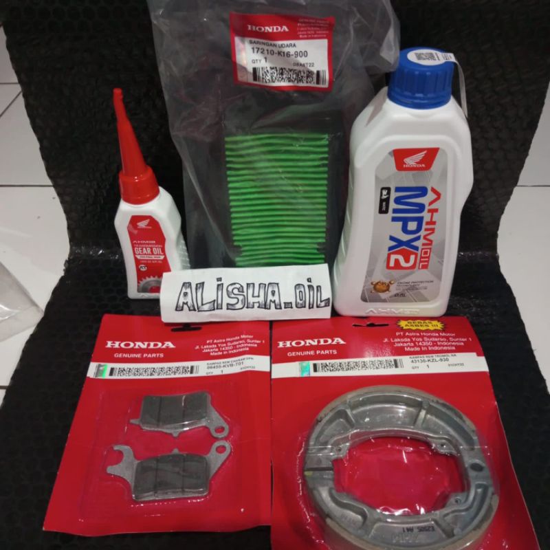 Paket Servis MPX2 Oli Gardan Filter Udara Kampas Rem Depan &amp; Belakang