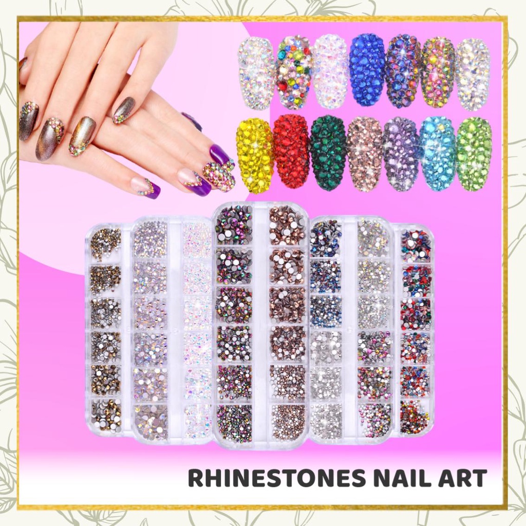 【 COD 】12KOLOM Nail Whell Nail Art/Hiasan Kuku 3d Nail Art Diamond Aksesoris Nail Art 3d Diamond