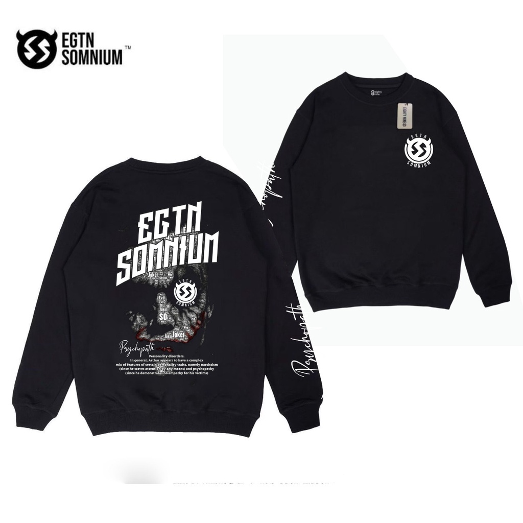 Sweater Pria Crewneck INSOMNIUM Hitam Original Egtn Somnium Terbaru Distro