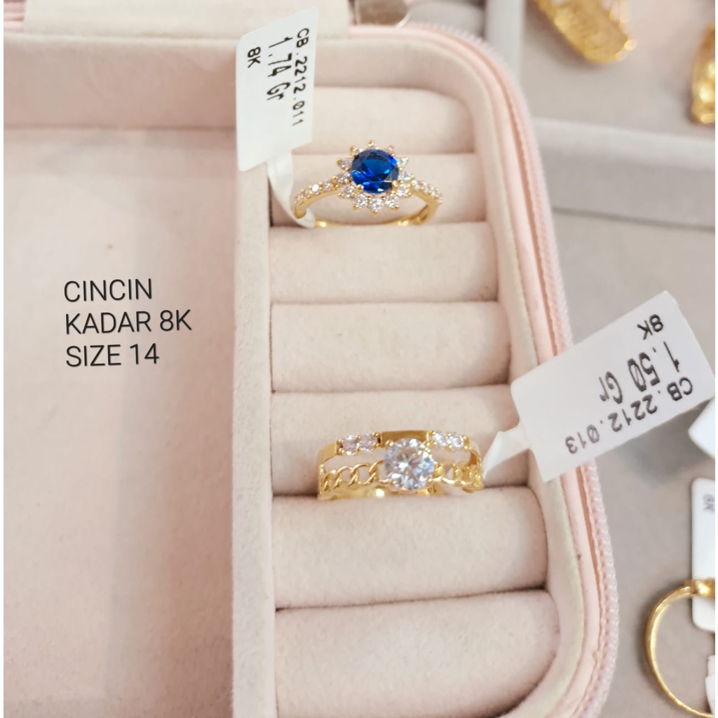 Cincin model solitaire mata simpel kadar 375 8k mata biru