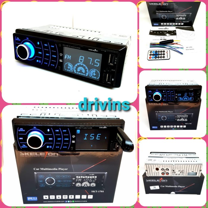 Headunit Tape Mobil Mp3 Skeleton Skt-1701 / Skt 1701 2 Usb Slot
