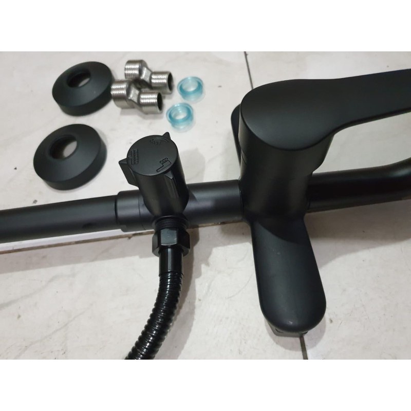 Shower Tiang Column Hitam Model Minimalis / Shower Stainless Black / Shower Panas Dingin / Shower Hot &amp; Cool