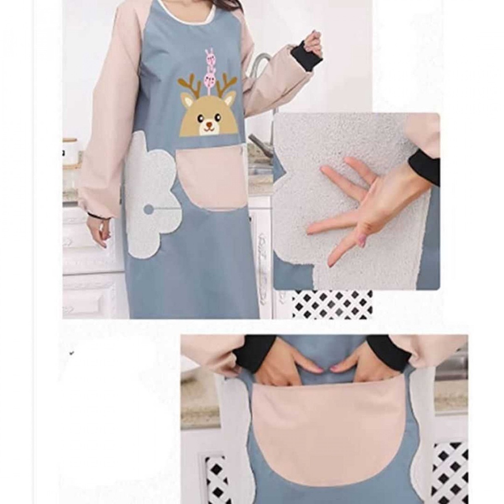 Celemek Apron Dapur Lengan Panjang Waterproof