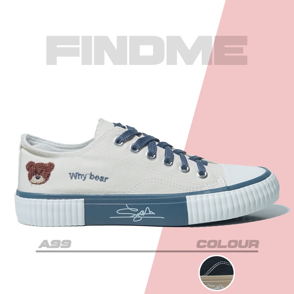 SEPATU SNEAKERS KANVAS BERUANG BEAR LUCU CANTIK NYAMAN CASUAL DAILY COMFY IMPORT A99