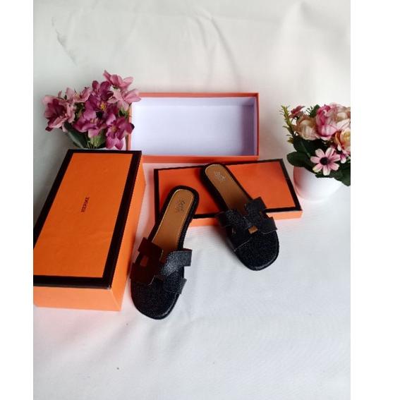 W30W SANDAL TEPLEK ANDIN MOTIF KULIT JERUK SIZE 37/40 Best