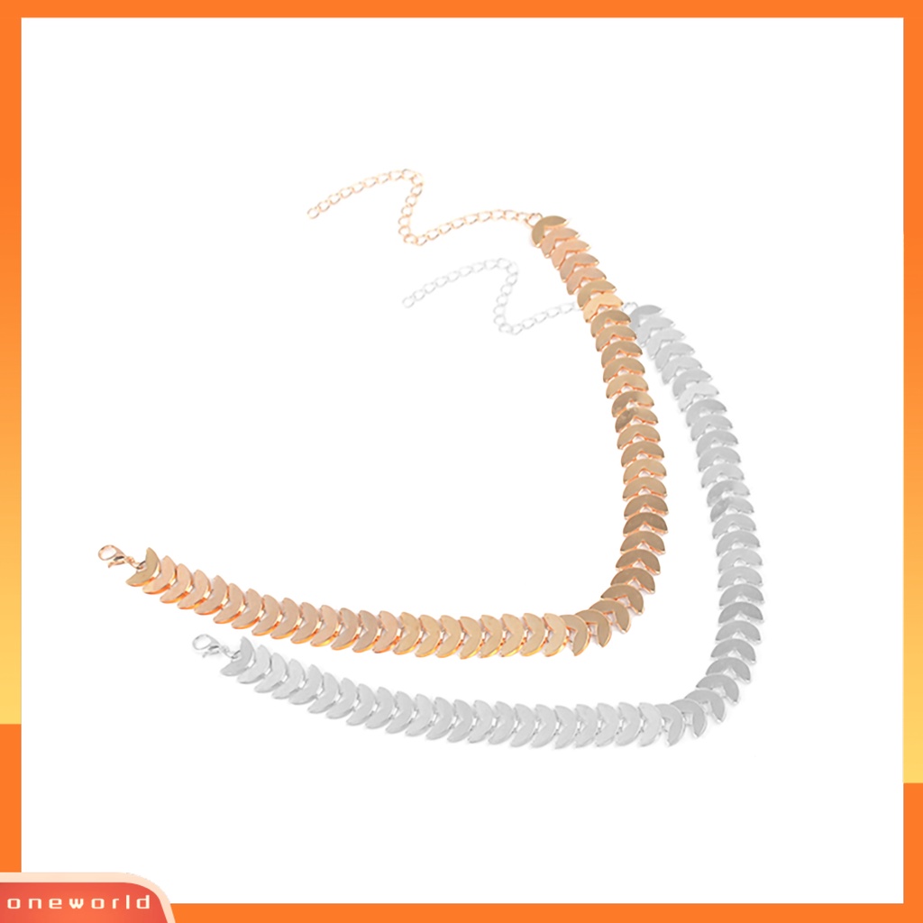 [WONE] Choker Desain Daun Kerah Rantai Alloy Punk Wanita Choker Kalung Perhiasan Untuk Pesta