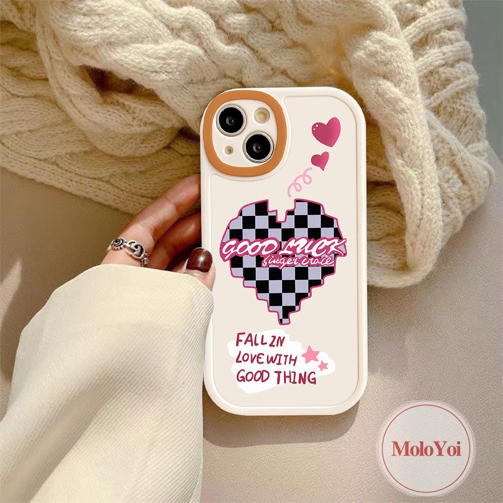 IPHONE Kompatibel Untuk Iphone13 11 12 14 Pro Max7 8 6 6s Plus XR X XS Max14 Plus SE 2020lucu Smile Love Hati Papan Catur Casing Ponsel Shockproof Soft TPU Back Cover