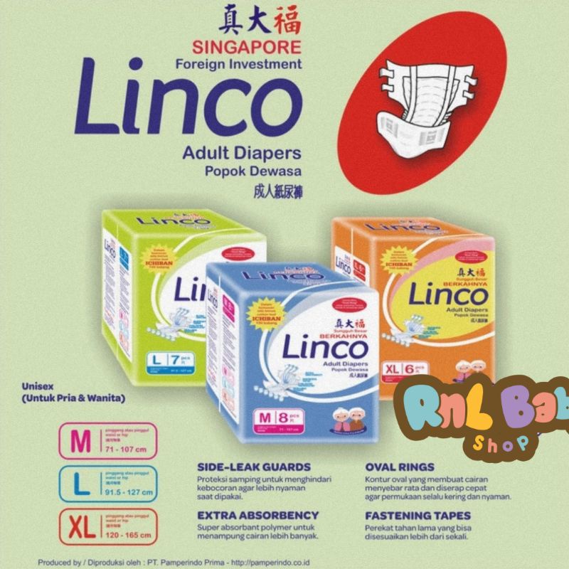 Linco Popok Dewasa Tipe Perekat - Adult Diapers Tape