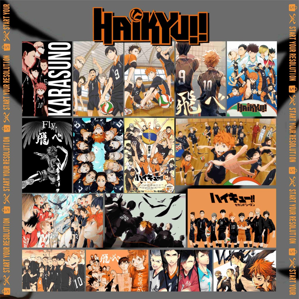 Poster Anime Sport Voli Haikyuu / Haikyu / Shoyo Hinata / Kageyama Tobio / Karasuno High | Bahan Teb