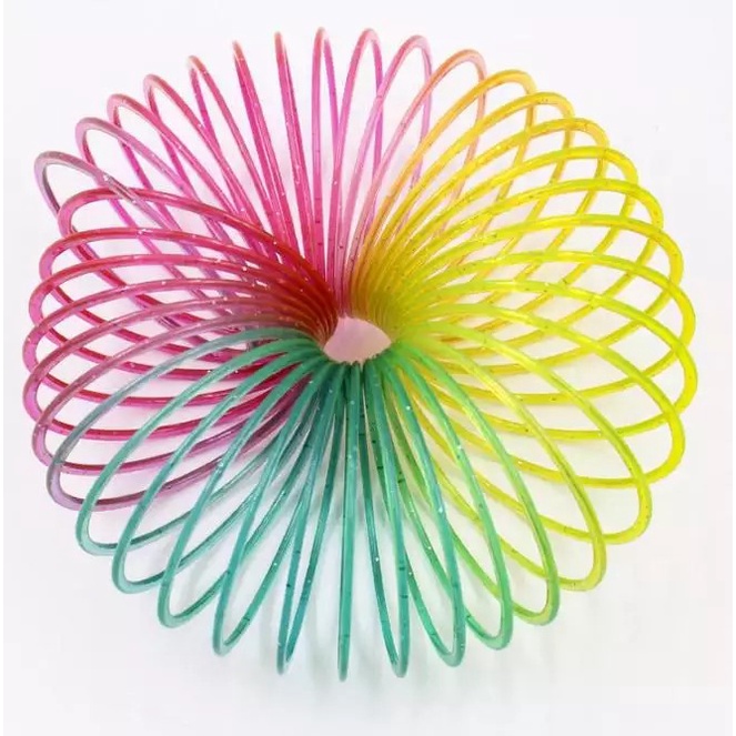 Mainan Slinky  Magic Spring Rainbow Spiral / Mainan Per Anak Pelangi / Mainan Montessori / Mainan Edukasi / Yoyo Cincin LED Nyala
