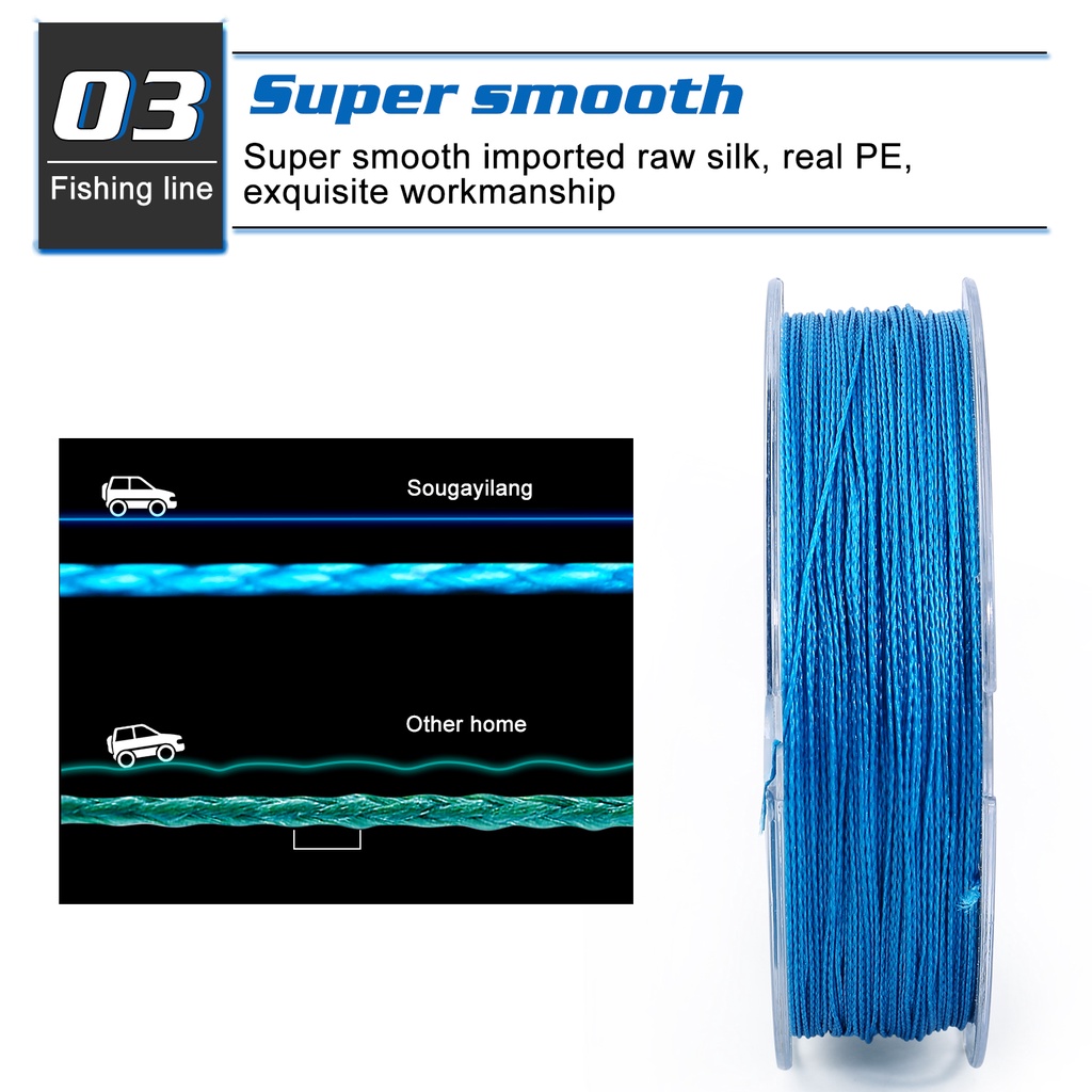 PE 4 Strands Braid Fishing Line 100M 4 Warna Kekuatan Super Kuat Dikepang 0.4-6.0 # Pancing