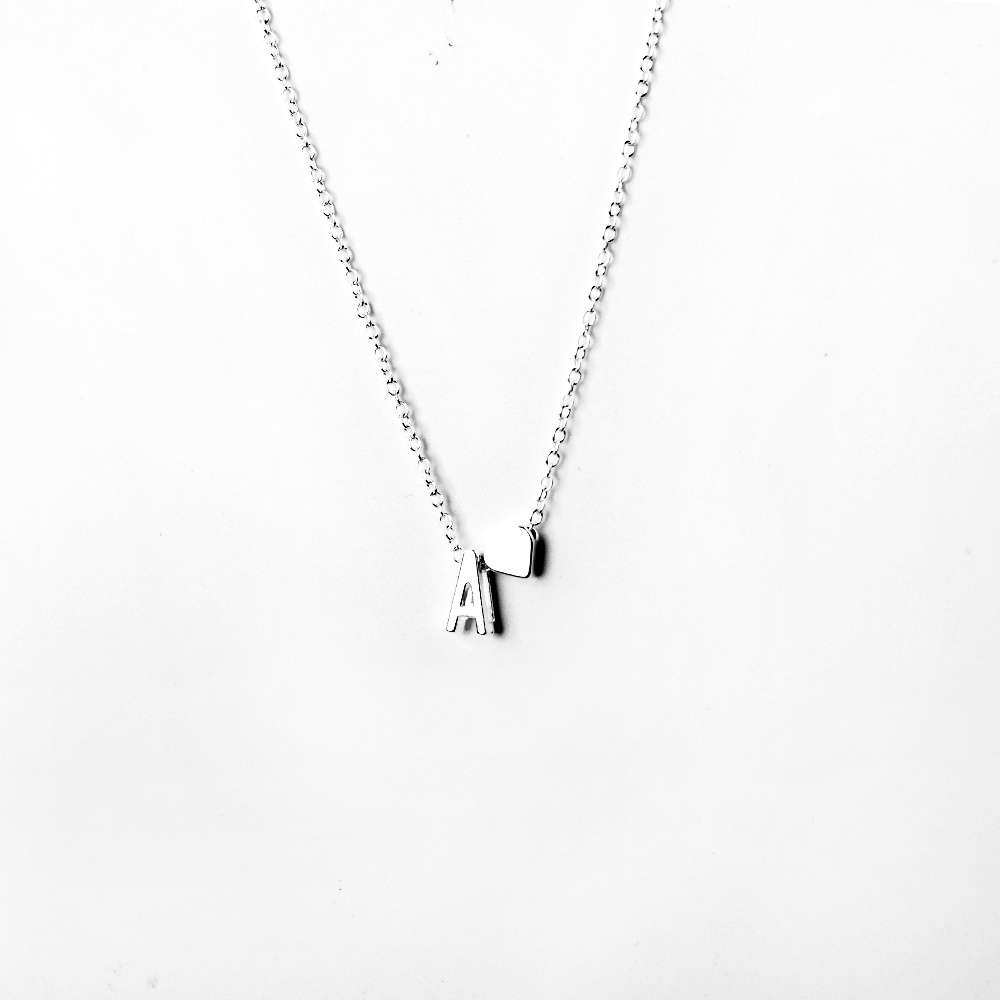 Kalung Choker Liontin Inisial Huruf Alfabet Warna Silver Bahan Metal Untuk Wanita