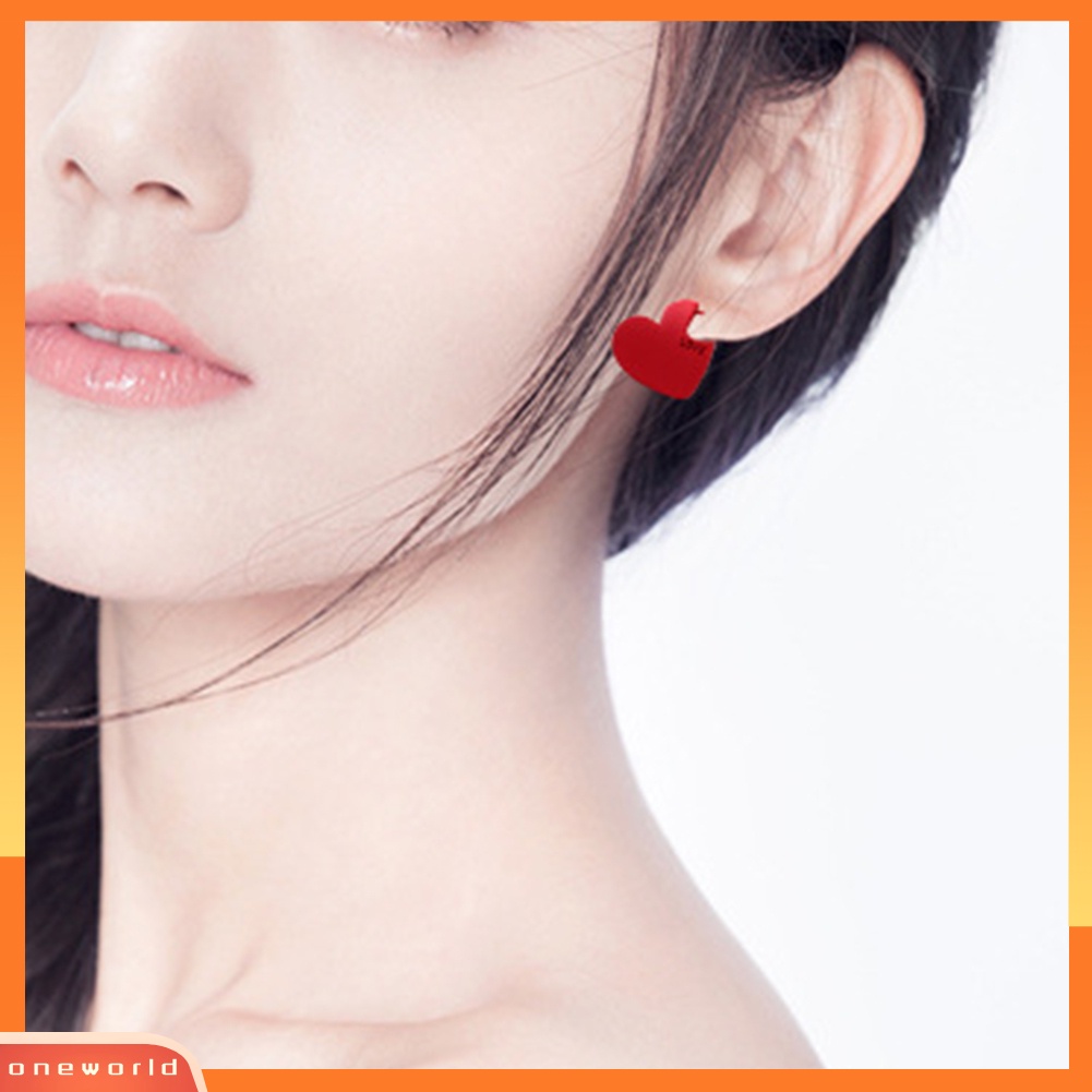 [WONE] 1/2pasang Wanita Cinta Kecil Hati Alloy Ear Stud Earrings Pesta Club Perhiasan Hadiah