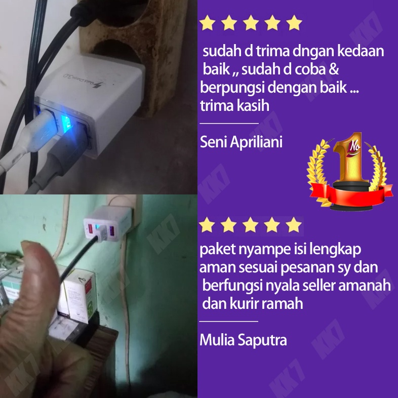 Adapter 4 Port Charger 5V 3.1A USB Quick Charging Fast Charging Pengisian Daya Cepat+Lampu LED