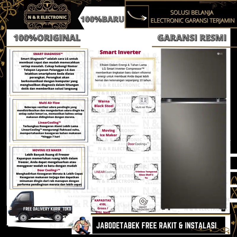 LG GN B372PXGB KULKAS 2 PINTU LG SMART INVERTER COMPRESOR