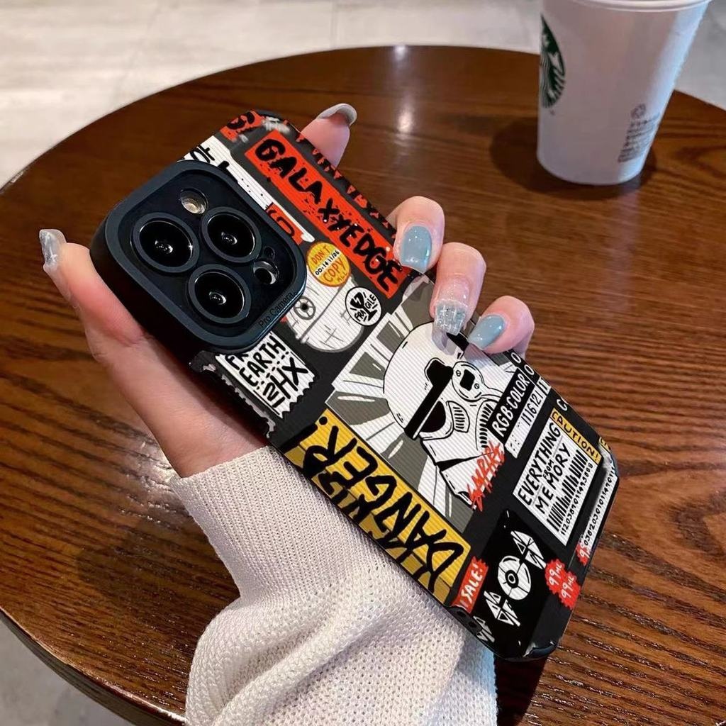 IPHONE Casing Ponsel Desain Print Kata Kartun Bahaya Galaxy Kompatibel Dengan Iphone12 13 14 11 Pro Max X Xs Max Xr Xxzdzx