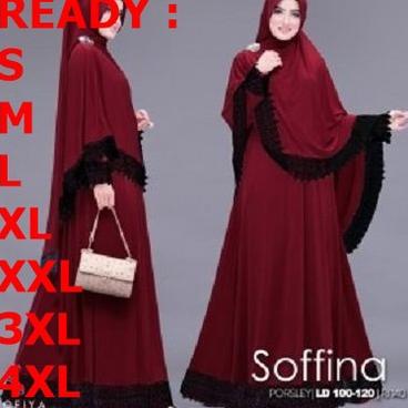 [K-N3N][❤] Kem_Store - Soffina Syari Set Khimar Aplikasi Renda 10 cm / Gamis Syari Terbaru / Set Syari Kekinian / Gamis Pengajian / Gamis Syari Ibu Ibu Pengajian / Baju Gamis Plus Kerudung paling laris